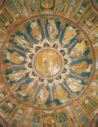 El bautismo de Cristo rodeado por los apóstoles, de la bóveda de la cúpula central